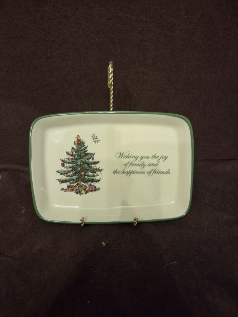 New Spode Christmas‎ Tree Rectangular Sentiment Tray 7 x 5 Inch
